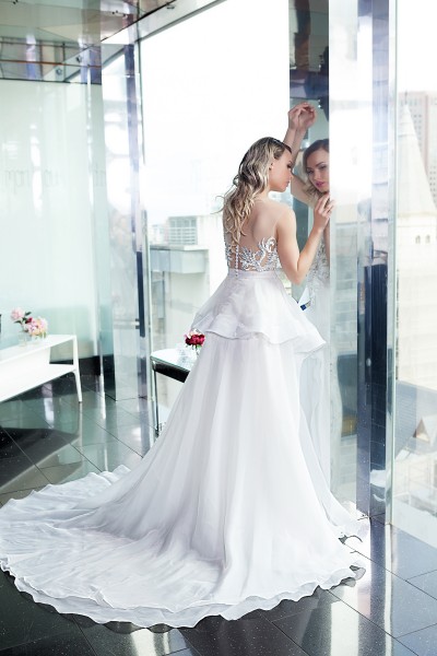 Sheer Back Wedding Dress with Detachable Skirt Melbourne