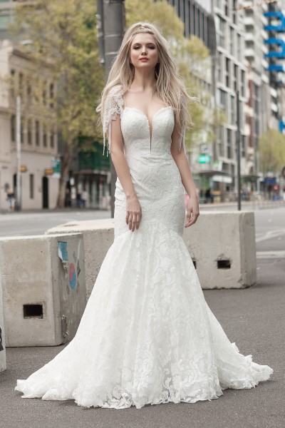 Detailed shoulder wedding Dress Melbourne