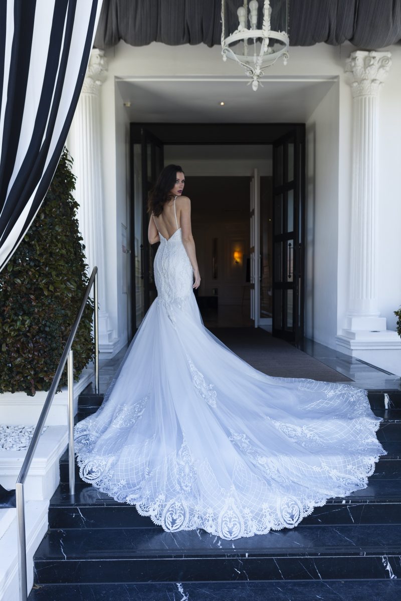 Long Lace Train Wedding Dress Melbourne