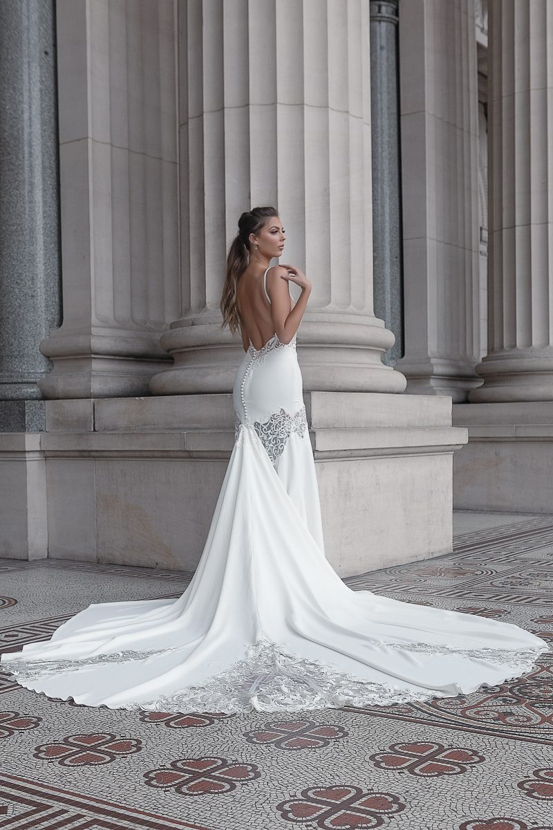 Detachable train wedding dress Melbourne