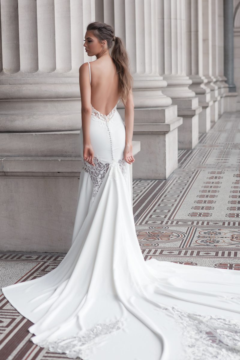 Dramatic low back wedding gown Melbourne