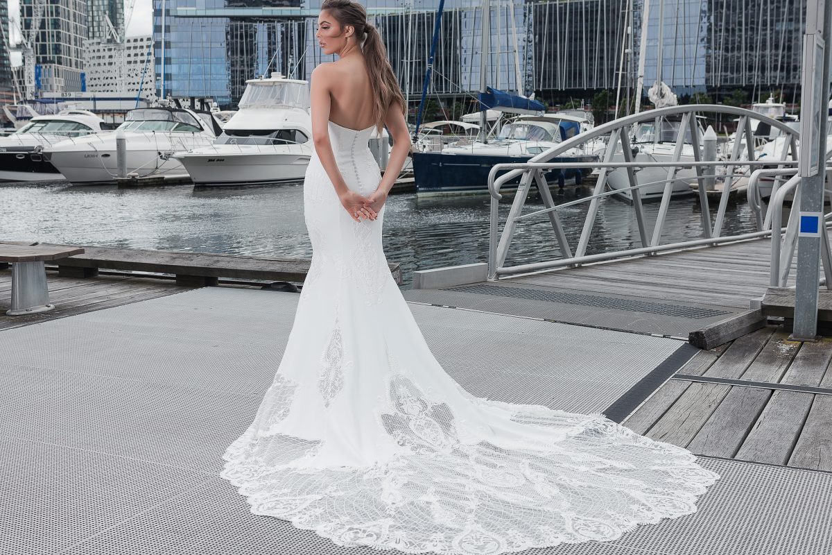 Pearl pattern wedding Dress Melbourne