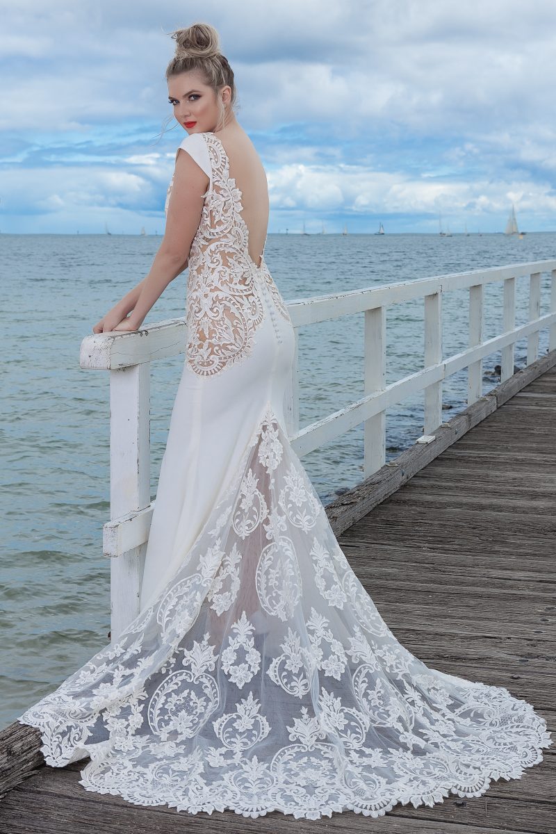 Wedding dresses Melbourne with lace train