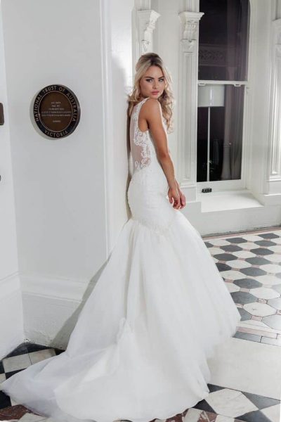 Sheer Back Wedding Dress With Straps Melbourne