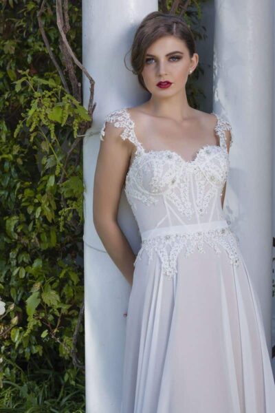 Hand Made Soft Chiffon Skirt Wedding Dress Sophie - Couture Collection - Hand Made Soft Chiffon Skirt Wedding Dress