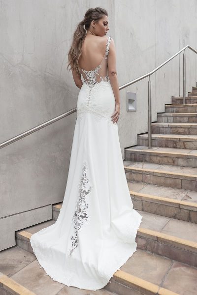 Sheer back lace detailed wedding gown Melbourne