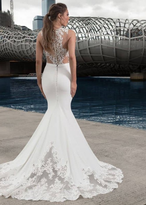 Sheer back wedding dress design Melbourne Custom Made Wedding Dress Melbourne