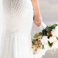 Hand beaded pearl on wedding dress