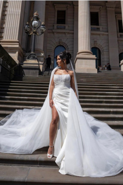 pearl beaded satin wedding gown Fleur - Couture Collection