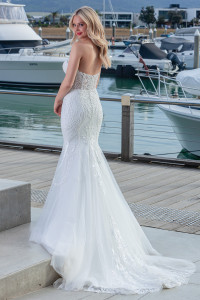 hire a wedding dress Sweetheart illusion bodice fitted skirt with pearl and crystal beading